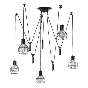 ONLI - Luster na lanku SPIDER 5xE27/15W/230V pavúk čierna
