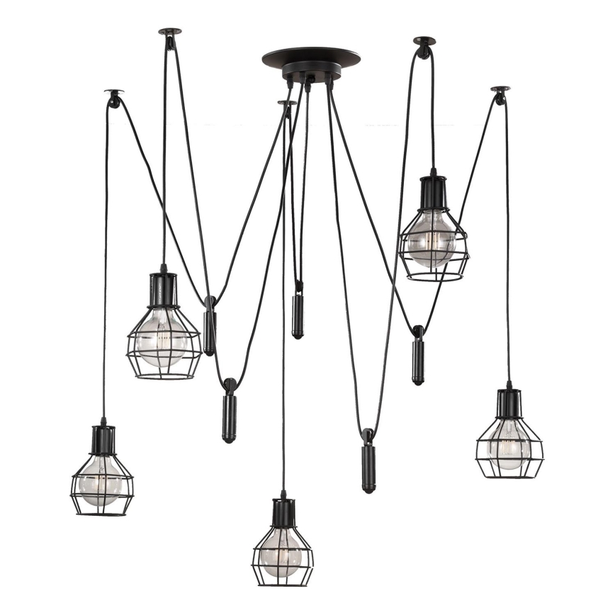 ONLI - Luster na lanku SPIDER 5xE27/15W/230V pavúk čierna