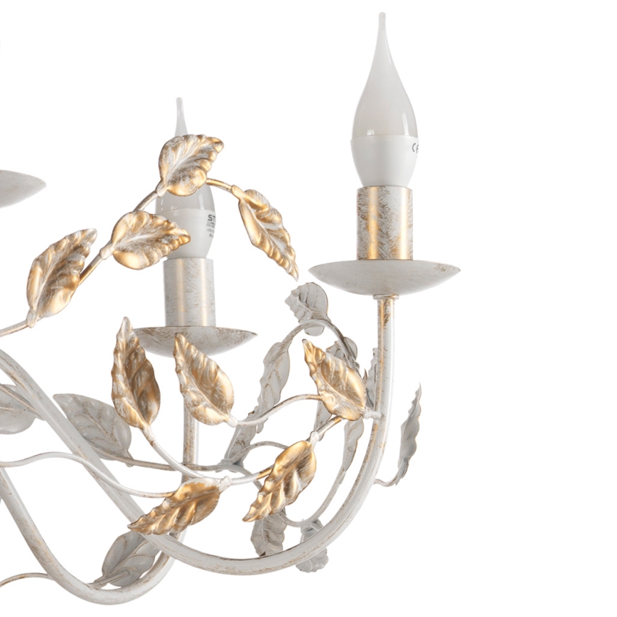 ONLI - Luster na reťazi COLLANA 6xE14/6W/230V biela/zlatá
