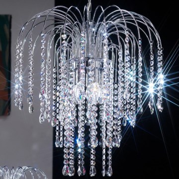 ONLI - Luster na reťazi PIOGGIA 5xE14/6W/230V lesklý chróm