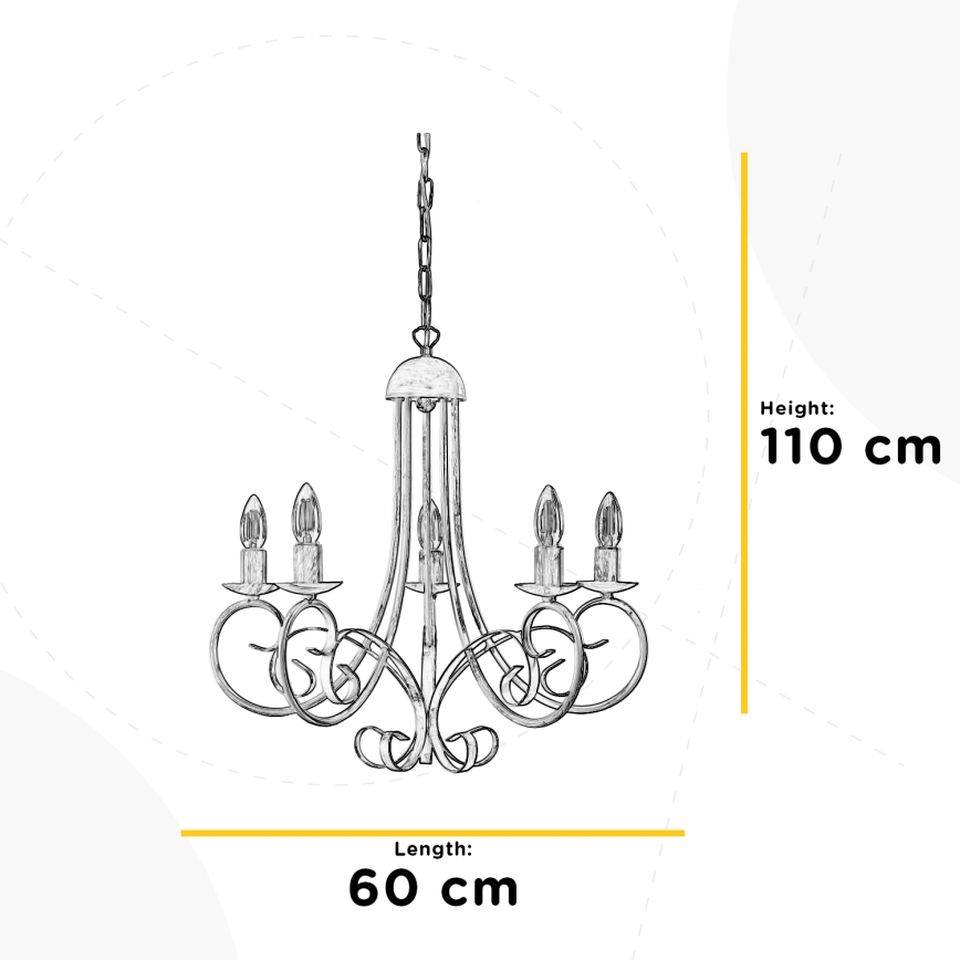ONLI - Luster na reťazi POMPEI 5xE14/6W/320V čierna