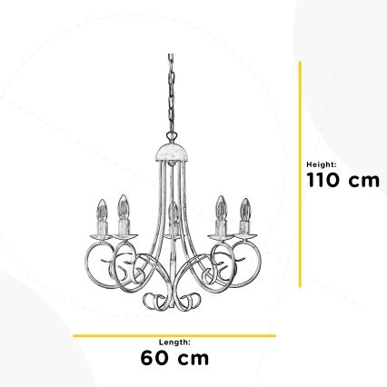 ONLI - Luster na reťazi POMPEI 5xE14/6W/320V krémová