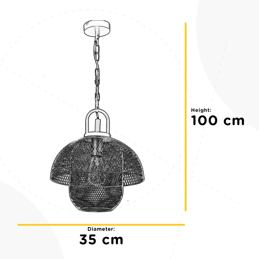 ONLI - Luster na reťazi ZAIR 1xE27/22W/230V čierna/strieborná