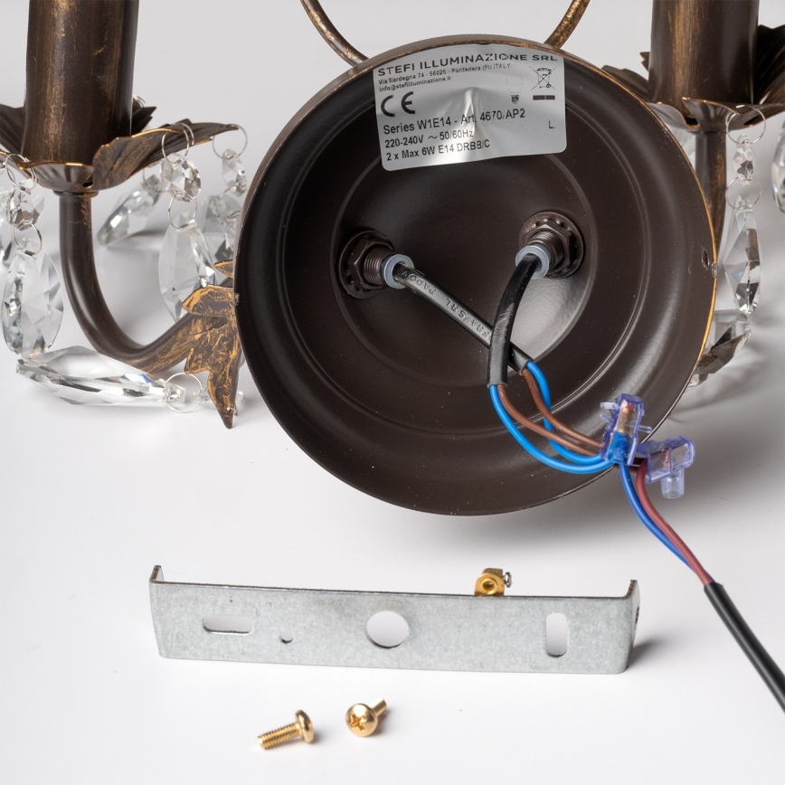 ONLI - Nástenné svietidlo TERESA 2xE14/6W/230V bronzová