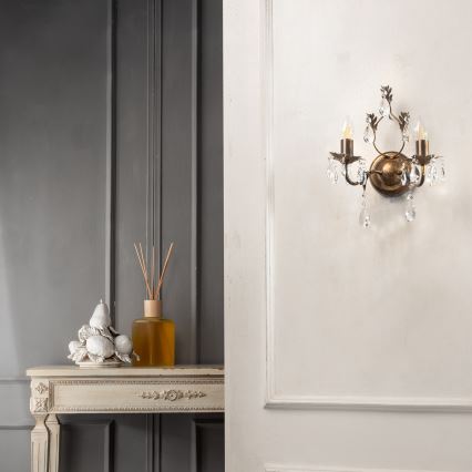 ONLI - Nástenné svietidlo TERESA 2xE14/6W/230V bronzová