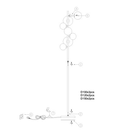 ONLI - Stojacia lampa PALOMA 7xG9/10W/230V čierna/dymová