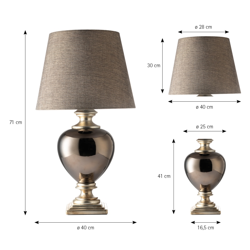 ONLI - Stolná lampa AMADEUS 1xE27/15W/230V sivá