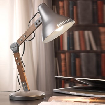 ONLI - Stolná lampa ARCHITETTO 1xE27/22W/230V 62 cm šedá/hnedá