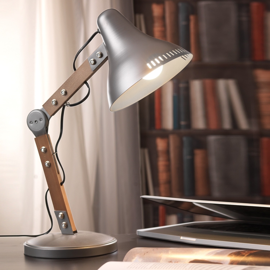 ONLI - Stolná lampa ARCHITETTO 1xE27/22W/230V 62 cm šedá/hnedá