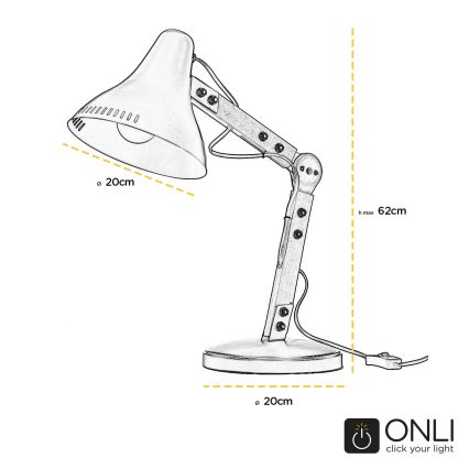 ONLI - Stolná lampa ARCHITETTO 1xE27/22W/230V 62 cm šedá/hnedá