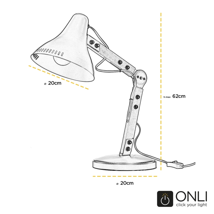 ONLI - Stolná lampa ARCHITETTO 1xE27/22W/230V 62 cm šedá/hnedá