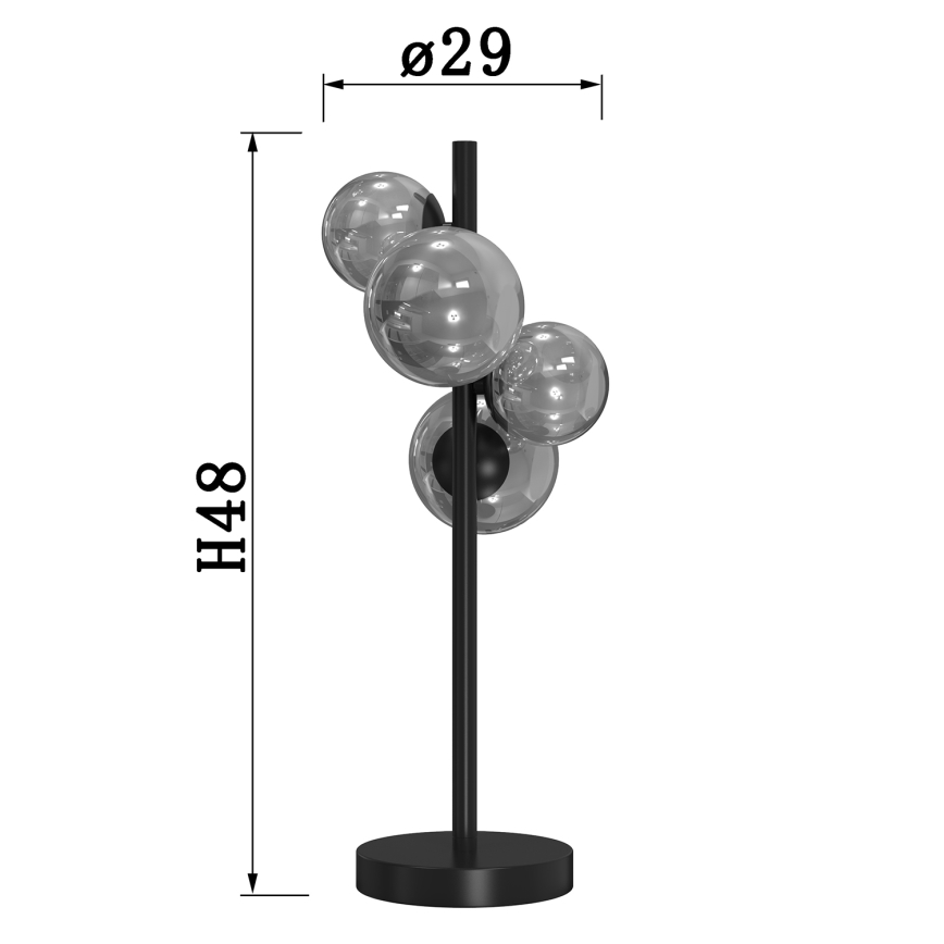 ONLI - Stolná lampa PALOMA 4xG9/10W/230V 48 cm čierna/dymová