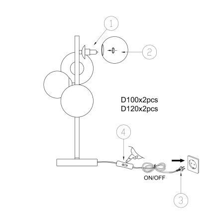 ONLI - Stolná lampa PALOMA 4xG9/10W/230V 48 cm zlatá