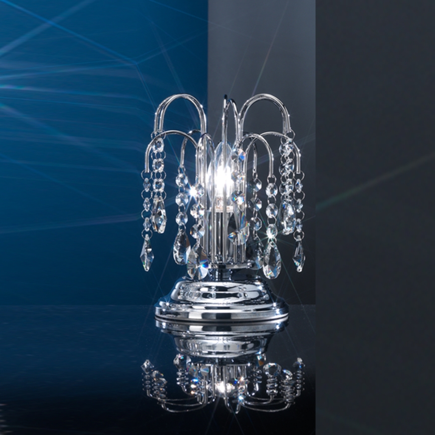 ONLI - Stolná lampa PIOGGIA 1xE14/6W/230V pr. 16 cm lesklý chróm