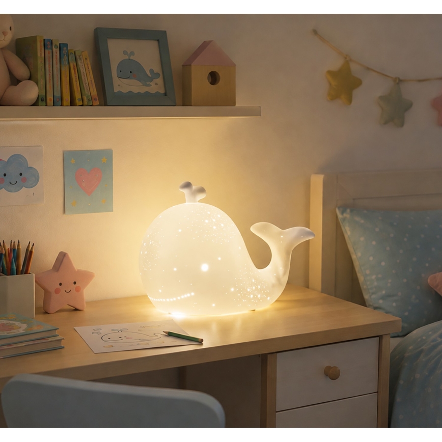 ONLI - Stolná lampa PORCELLANA 1xE14/6W/230V 16,2 cm veľryba