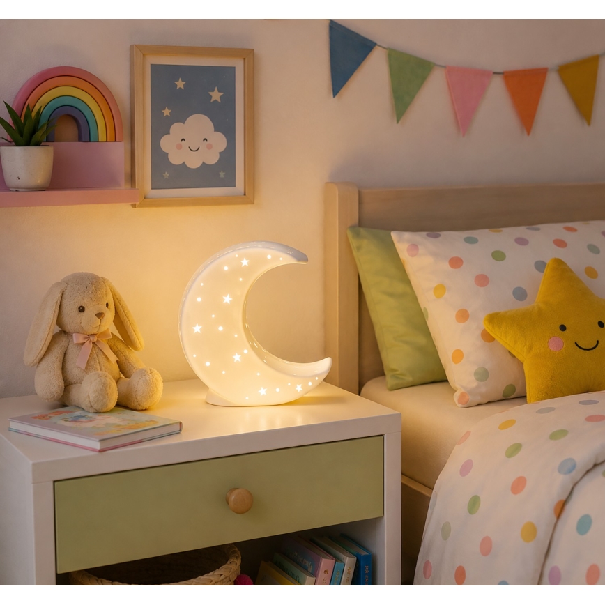 ONLI - Stolná lampa PORCELLANA 1xE14/6W/230V 21 cm mesiac