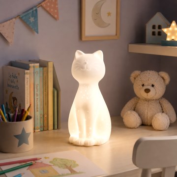 ONLI - Stolná lampa PORCELLANA 1xE14/6W/230V 27,2 cm mačka