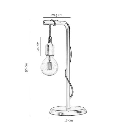ONLI - Stolná lampa WIRE 1xE27/15W/230V 50 cm čierna