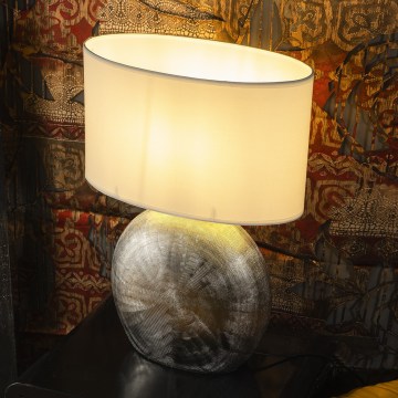 ONLI - Stolová lampa CERAMICA 1xE27/15W/230V 51 cm strieborná/biela
