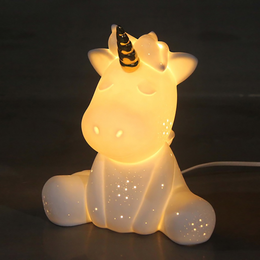 ONLI - Stolová lampa PORCELLANA 1xE14/6W/230V 23,5 cm jednorožec