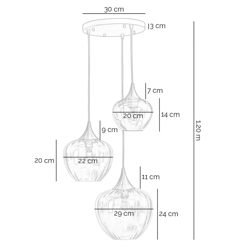 ONLI - Závesné svietidlo ELIDE na lankách 3xE27/15W/230V čierna/medená