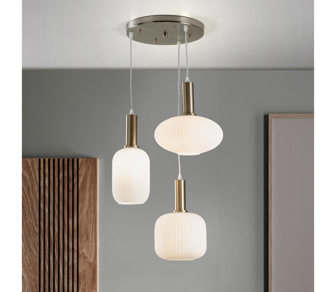 ONLI - Závesný luster DOROTY na lankách 3xE27/15W/230V biela/lesklý chróm 5900/S3B