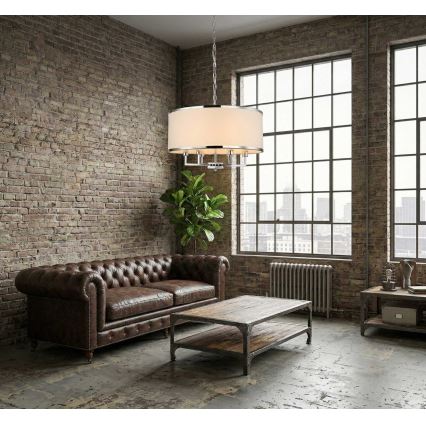 Open Design OR80209 - Závesný luster na reťazi CASA 3xE14/12W/230V krémový/lesklý chróm