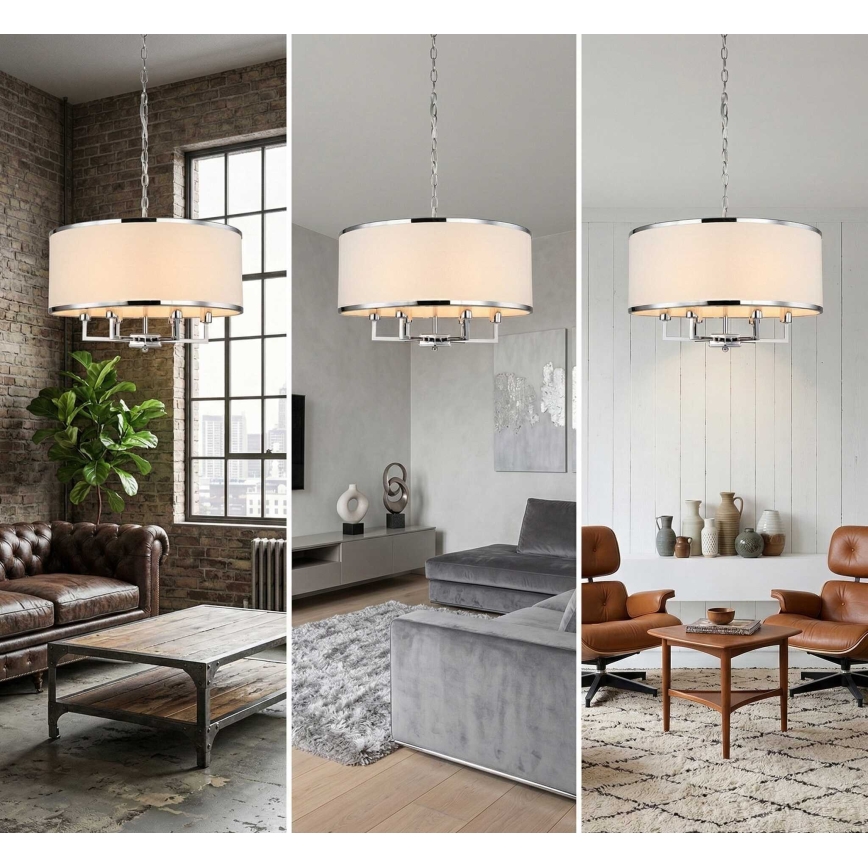 Open Design OR80209 - Závesný luster na reťazi CASA 3xE14/12W/230V krémový/lesklý chróm