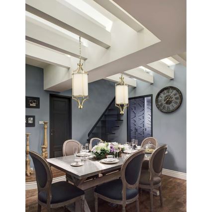 Open Design OR80568 - Luster na reťazi LUNGA 1xE27/15W/230V mosadz/biela