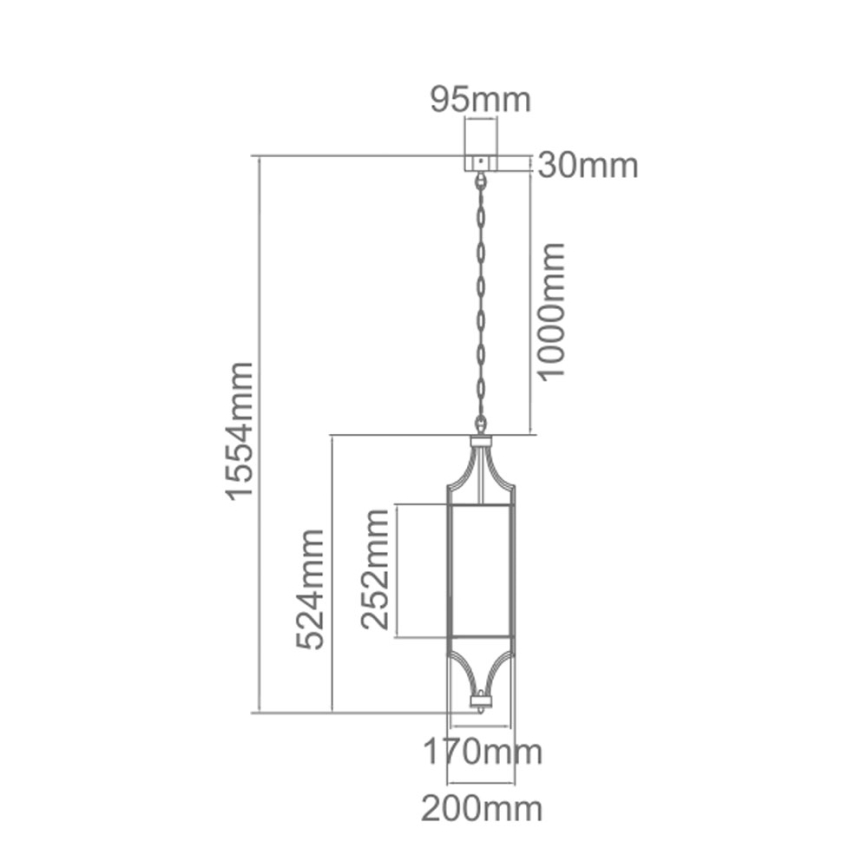 Open Design OR80568 - Luster na reťazi LUNGA 1xE27/15W/230V mosadz/biela
