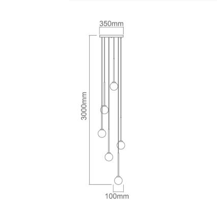 Open Design OR80636 - Závesné svietidlo na lanku OTA 6xG9/8W/230V čierne