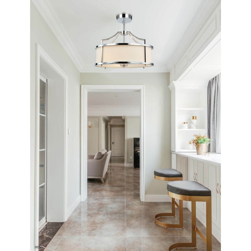 Open Design OR80865 - Luster na tyči STANZA 3xE27/15W/230V pr. 42 cm lesklý chróm/biela