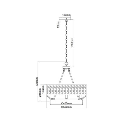 Open Design OR84382 - Luster na reťazi VERNO 6xE14/12W/230V mosadz