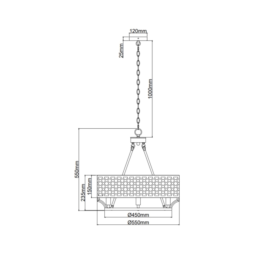 Open Design OR84382 - Luster na reťazi VERNO 6xE14/12W/230V mosadz