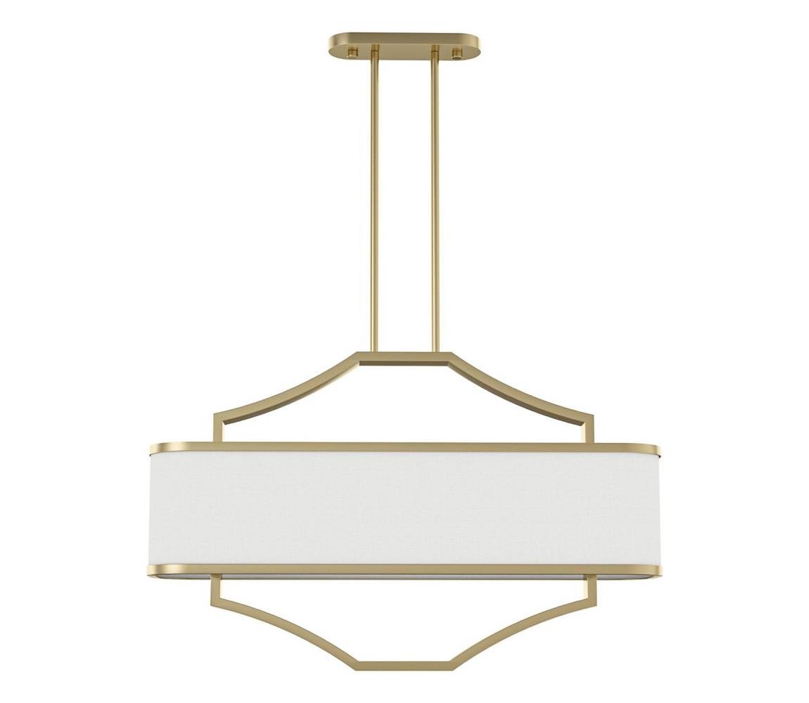 Open Design OR84856 - Luster na tyči GERDO OVALE 6xE14/12W/230V mosadz/biela OR84856