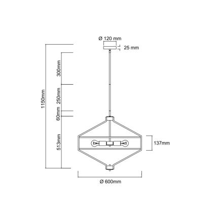 Open Design OR85839 - Luster na tyči ZUNDO 4xE27/15W/230V mosadz/biela