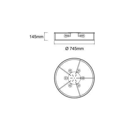 Open Design OR86591 - Stropné svietidlo ZALINDRO 6xE27/15W/230V priemer 74,5 cm čierna