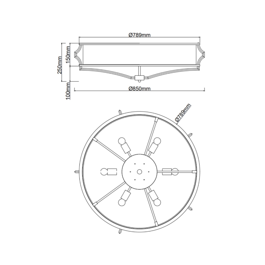 Open Design OR86614 - Stropné svietidlo STESSO 6xE27/12W/230V, priemer 85 cm, hnedé