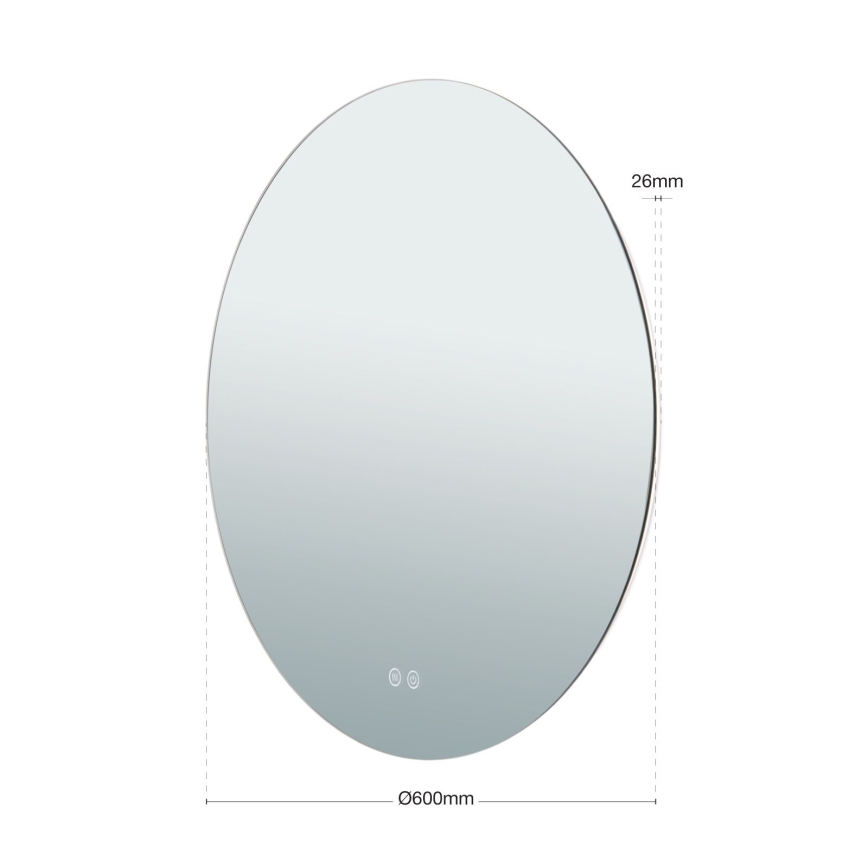 LED Kúpeľňové vyhrievané nástenné zrkadlo s podsvietením FOCUS LED/25W/230V 3000/4200/6000K pr. 60 cm IP44