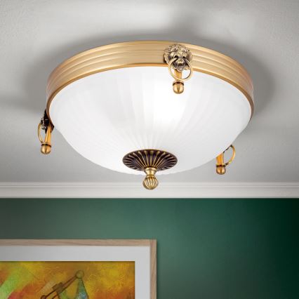 Stropné svietidlo ROCCA 2xE27/60W/230V pr. 31 cm bronz/biela