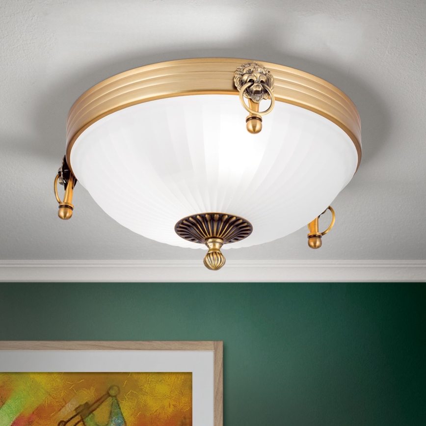 Stropné svietidlo ROCCA 2xE27/60W/230V pr. 31 cm bronz/biela