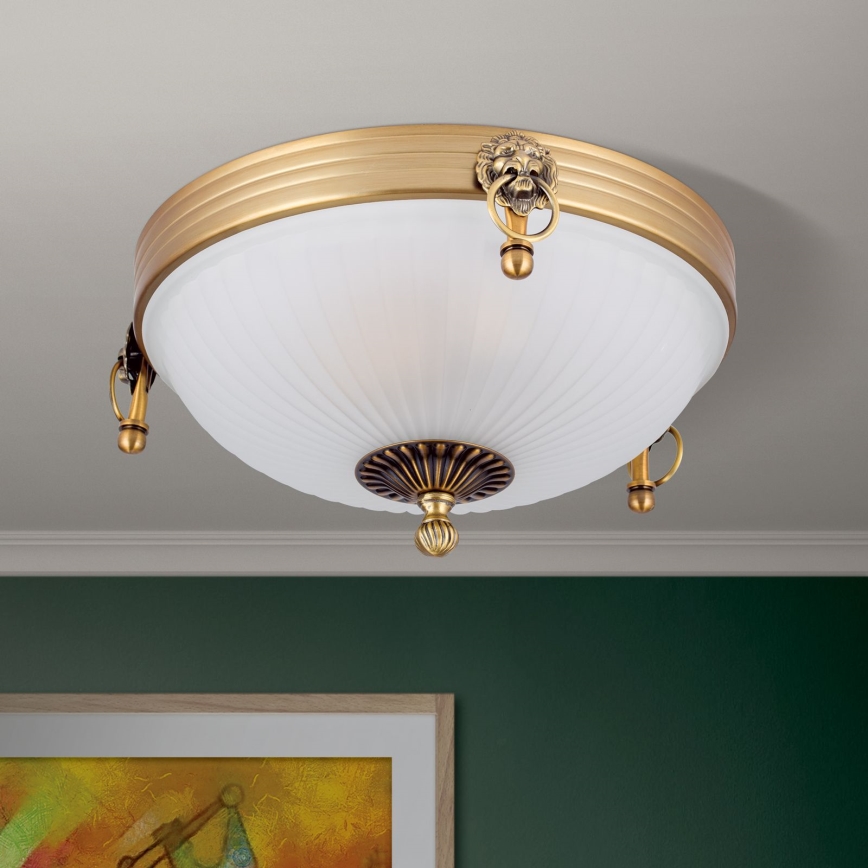 Stropné svietidlo ROCCA 2xE27/60W/230V pr. 31 cm bronz/biela