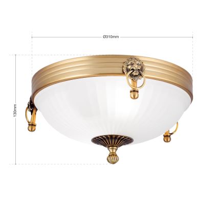Stropné svietidlo ROCCA 2xE27/60W/230V pr. 31 cm bronz/biela