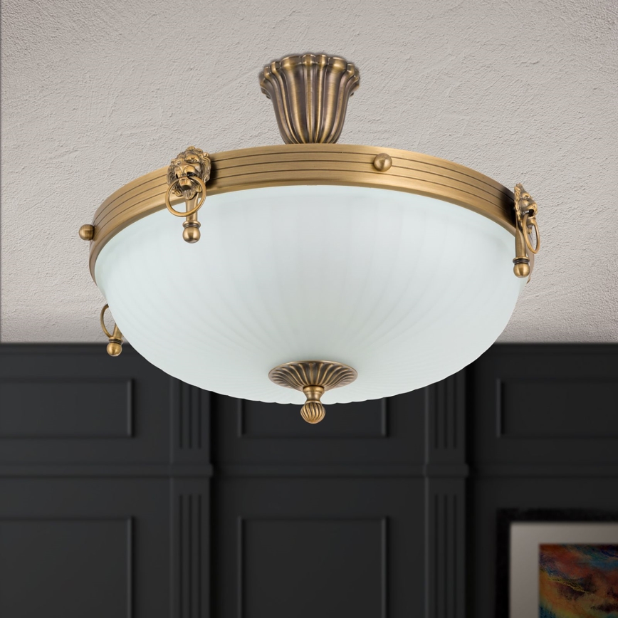 Prisadený luster ROCCA 4xE27/60W/230V pr. 43 cm bronz/biela