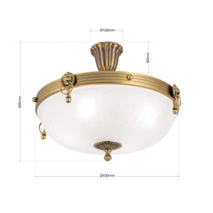 Prisadený luster ROCCA 4xE27/60W/230V pr. 43 cm bronz/biela