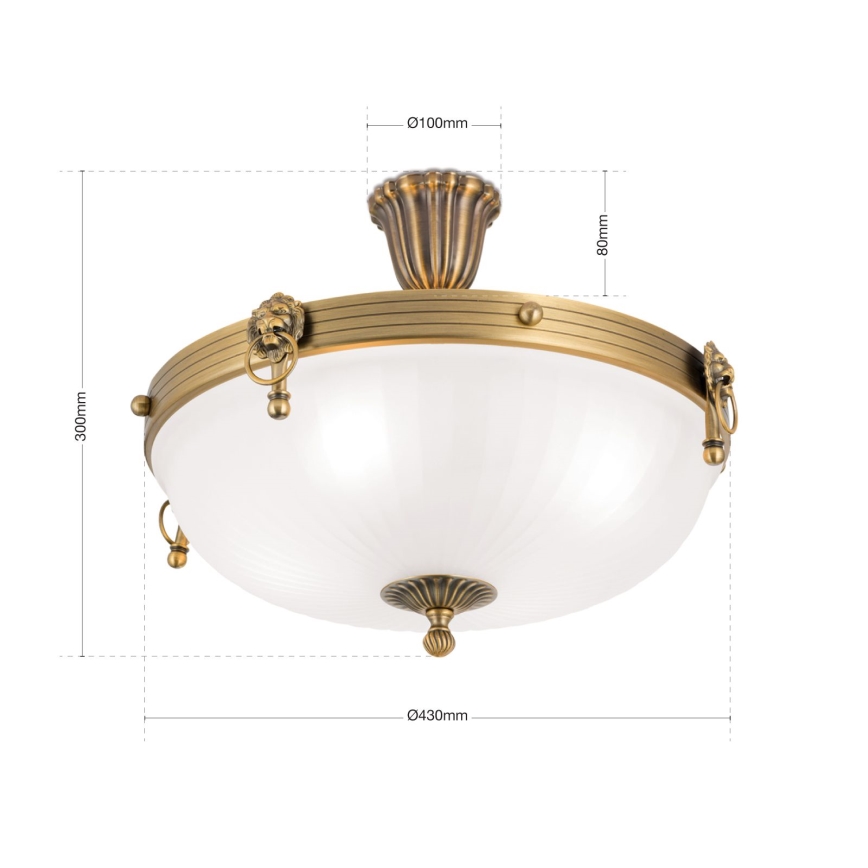 Prisadený luster ROCCA 4xE27/60W/230V pr. 43 cm bronz/biela