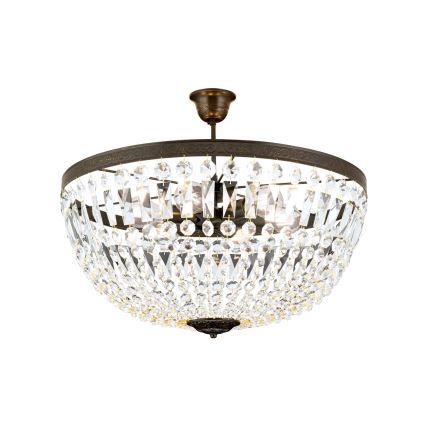 Krištáľový luster na tyči ARILA 6xE27/60W/230V pr. 60 cm hnedá/patina