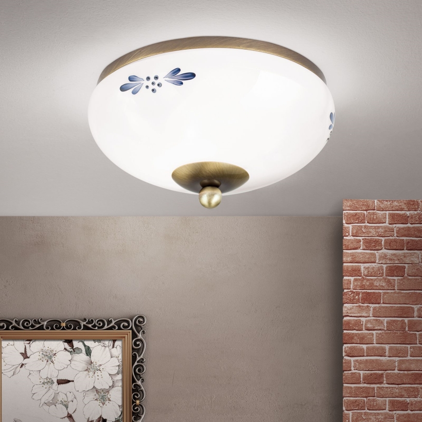 Stropné svietidlo LANDHAUS 1xE27/60W/230V pr. 21 cm bronz/biela