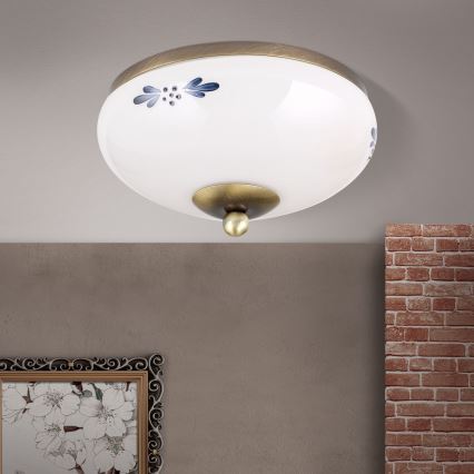 Stropné svietidlo LANDHAUS 1xE27/60W/230V pr. 21 cm bronz/biela