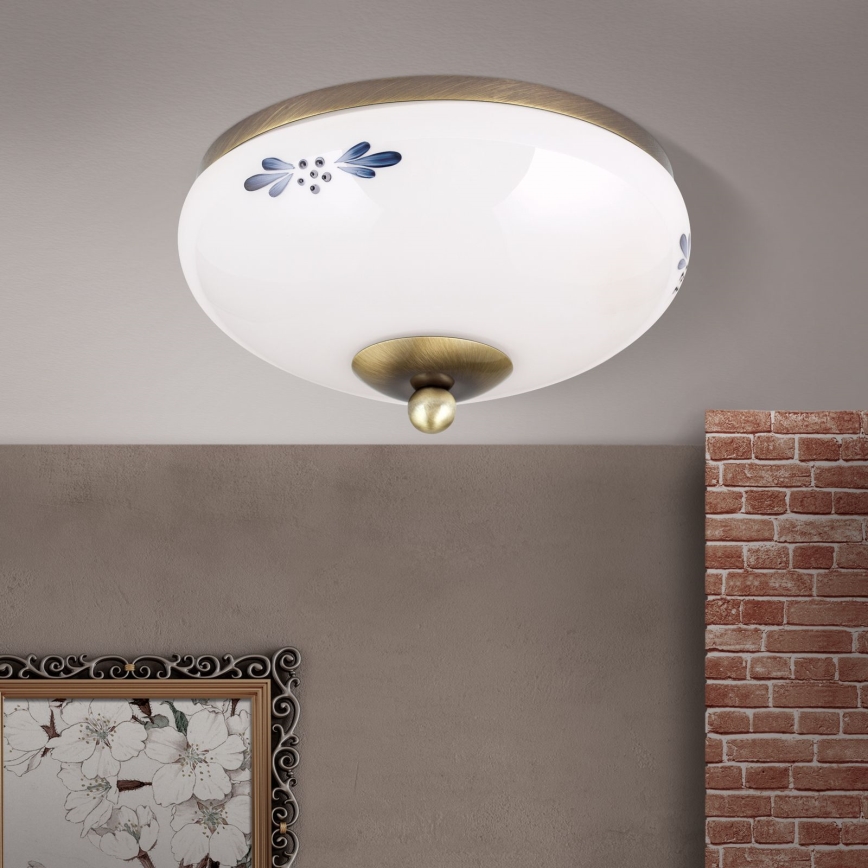 Stropné svietidlo LANDHAUS 1xE27/60W/230V pr. 21 cm bronz/biela